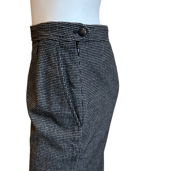 Yves Saint Laurent Rive Gauche Black Cream Wool Cashmere Blend Straight Skirt 38 - Picture 5 of 10